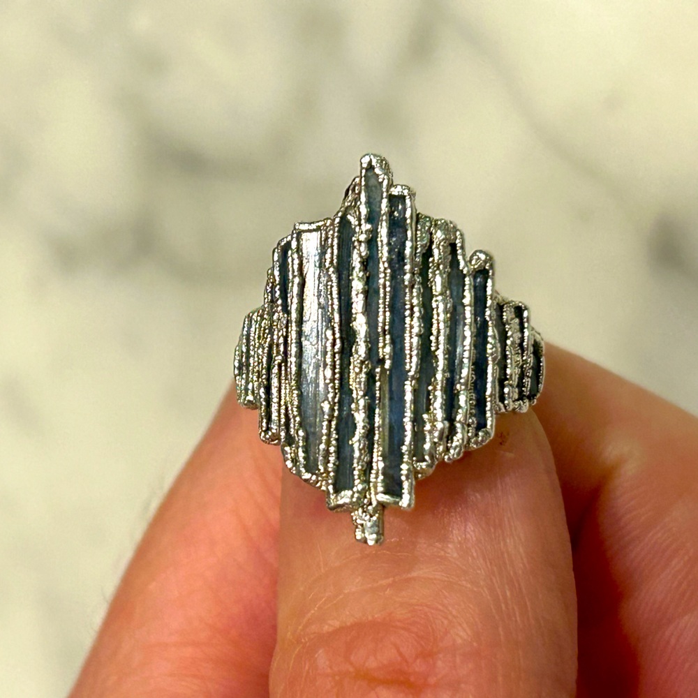 Custom Blue Kyanite Shield Ring size 5